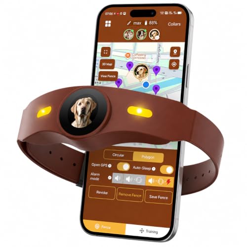 GPS Dog Collar Fence System with Free App (Brown)