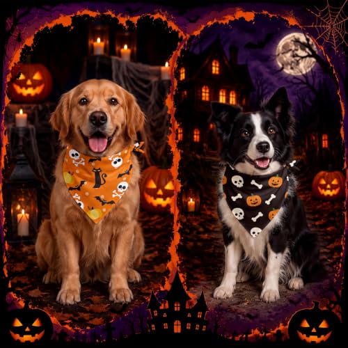 30 Pcs Halloween Dog Bandanas Bulk for Charm Grooming Medium Pet (Ghost Style)