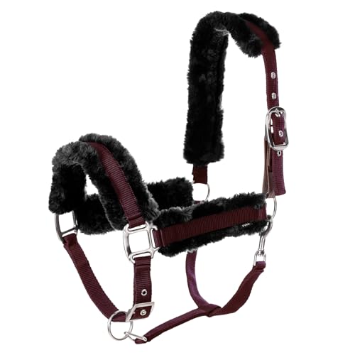 Valkyrie Ultra Fleece Padded Leather Fuse Breakaway Horse Halter (Wine Red/Black / Warmblood)