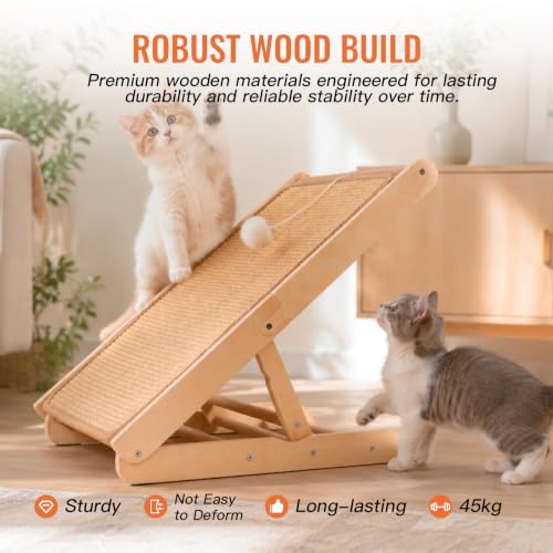 Sisal Cat Scratcher Ramp Adjustable L Shape Scratching Post (Large-Adjustable)