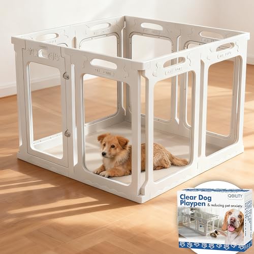Clear Acrylic Dog Playpen Indoor (White / 30" Height)