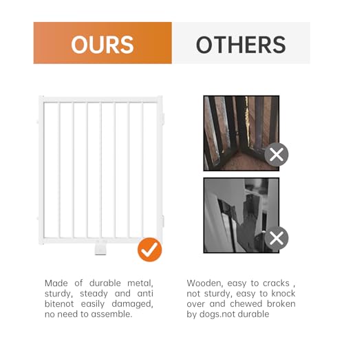 Full Metal Freestanding Dog Gate with Door (【2 Panels】40"W*36H" / White)