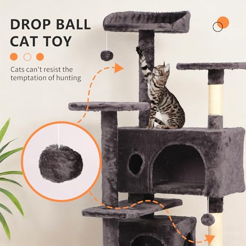 54" Cat Tree Tower (54in / Purple Gray)