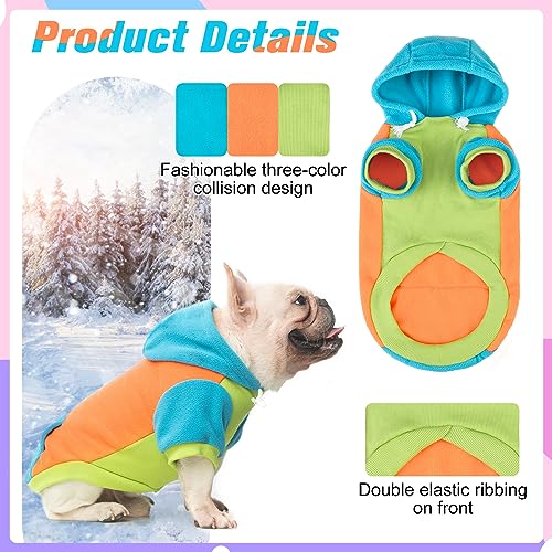 Fleece Dog Hoodie Sweatershirt with Pocket and Leash Hole (Small/Medium / Orange)