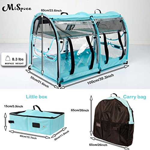 Mispace Portable 2 Pet Carriers for Cats Collapsible Cat Condo for Car Travel Pet Kennel Show Cages with Portable Carry Bag Hammocks Mats and Litter Box (clear)