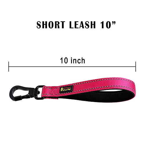 10 Inch Short Dog Leash for Large Dogs with Locking Carabiner Clip & Padded Handle （10” (Pink / 10 Inch (Pack of 1))