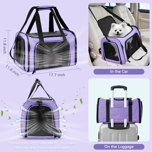 Soft Sided Cat Carrier with Litter Box (Purple)