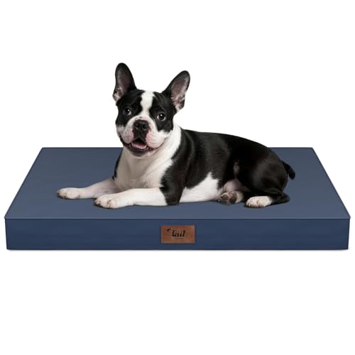 Orthopedic Waterproof Dog Bed for Small Dogs and Cats (Navy / 29.0"L x 18.0"W x 3.0"Th)