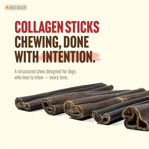 Peanut Butter Flavor Collagen Sticks for Dogs (6" Peanut - 25 Count)
