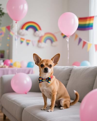 10 Pack Pride Month Dog Bowties for Small Dogs Sliding on Collar (S/M)