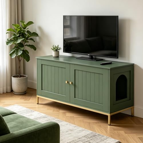 35.4" L Cat Litter Box Enclosure with Metal Frame (35.4"L / Green)