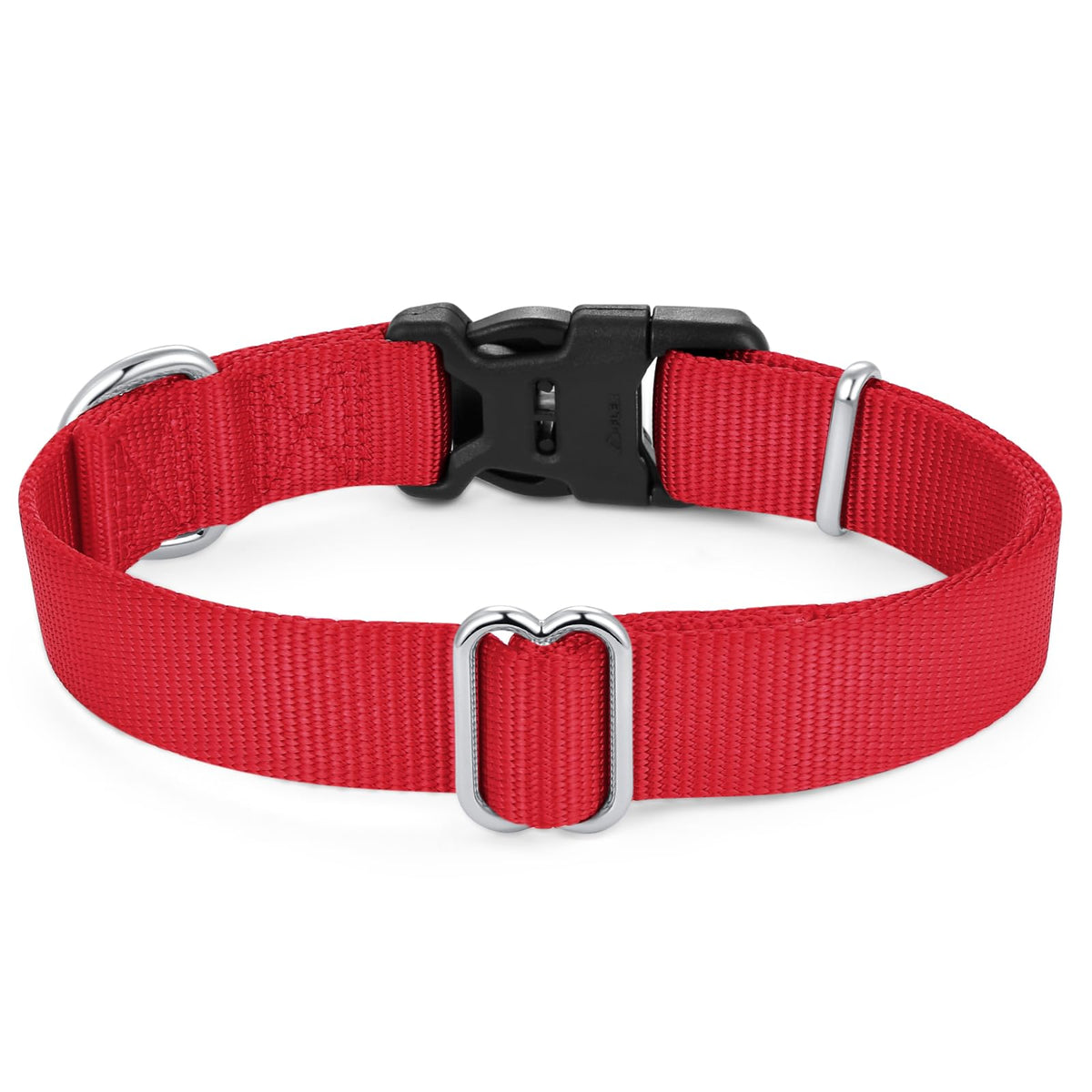 Nylon Dog Collar with Quick Release Buckle Soft Adjustable Sturdy for Small Medium Large Dogs Red (Red / L：17.5"-25.5")