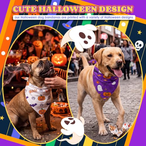 100 Pcs Halloween Dog Bandanas Bulk Cute Dog Paw Prints Pattern (Halloween Paw Prints / 25.6 x 17.7 x 17.7 Inch)