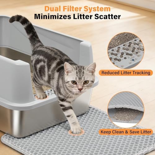 Stainless Steel Cat Litter Box for Kittens (Small(17.3"x13.4"x8.1"))