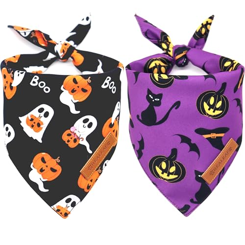 Halloween Dog Bandanas 2 Pack (Halloween 1 / Large)