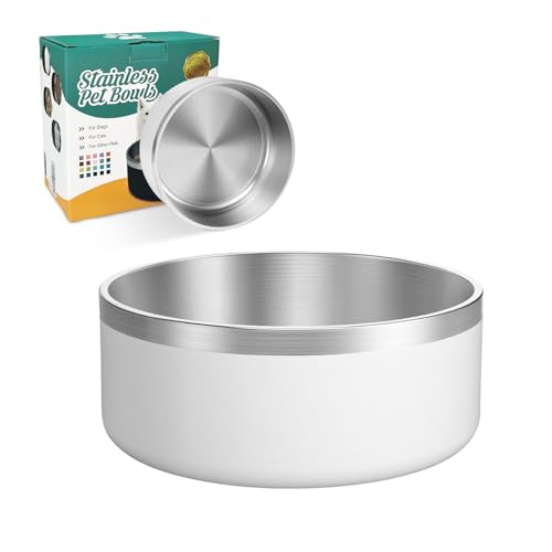 Stainless Steel Dog Bowls (Large / White)