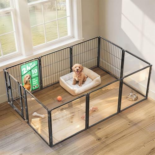 AuraSpace Pro Acrylic & Wire Mesh Indoor Dog Playpen (Black / 24"H)
