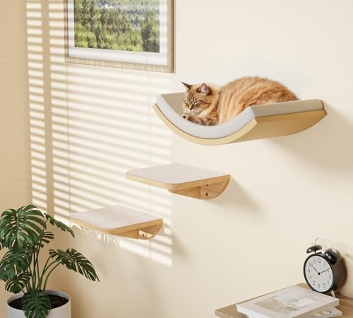 Cat Wall Shelf with Curved Hammock Bed (1 Curved Bed (Foam Mat) / Normal)