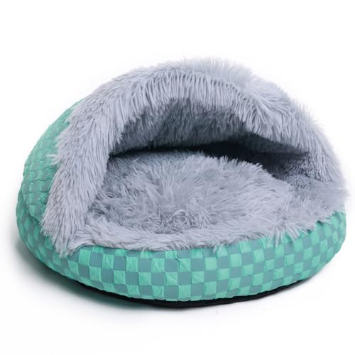 Cat Bed Hooded Plush Nest with Self (Small / Gray)