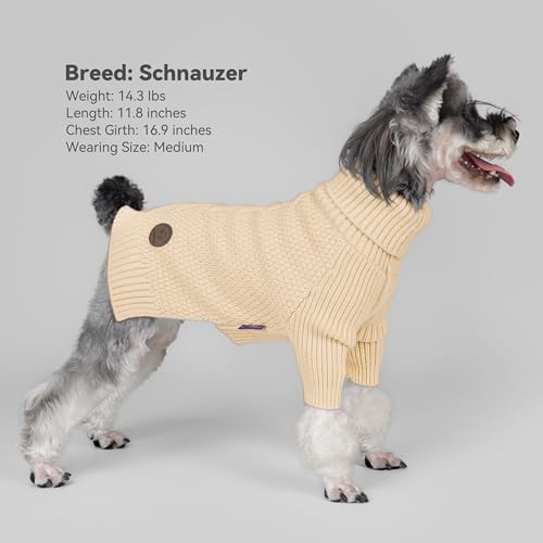 Dog Sweater Long Sleeve Warm Knit Sweaters for Medium Dogs Boy Girl (Beige / X-Large)