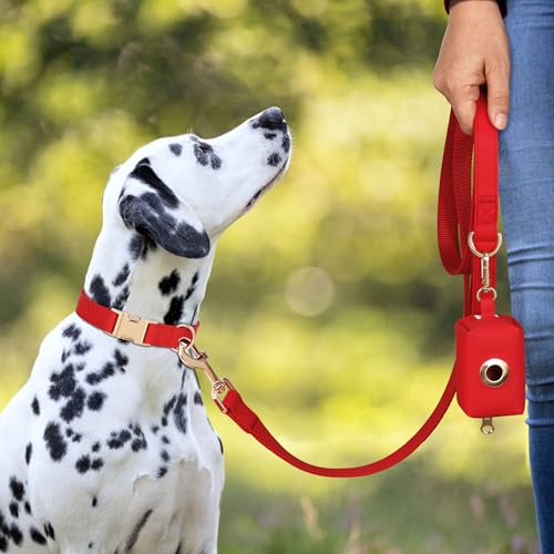 Soft PU Leather Dog Collar (L: Fit 16-27" Neck(55-110 lbs) / Red)
