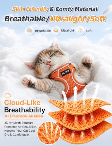 Cat Harness and Leash Set (H600 Pro Orange / Medium (13-18lb))