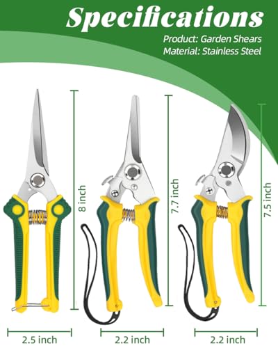 3 Pack Garden Pruning Shears Scissors Clippers (Anvil)