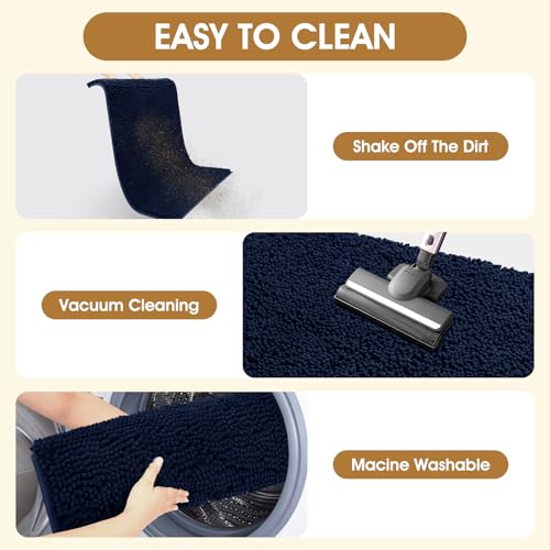 Dog Door Mat for Muddy Paws (Navy Blue / 48" x 30")