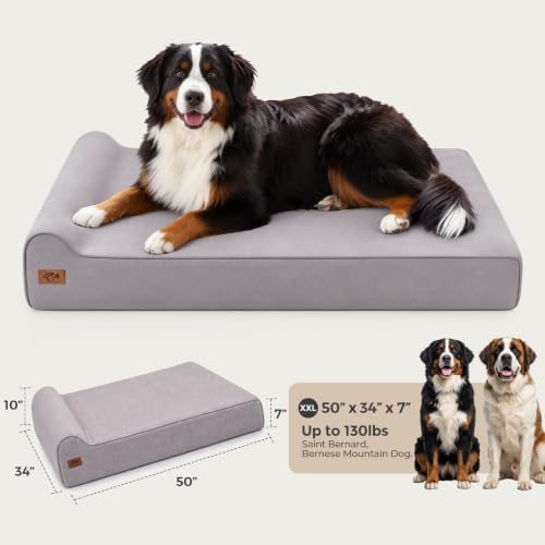 XXL 35D Memory Foam Dog Bed for Extra Large Dogs (XX-Large / Grey)