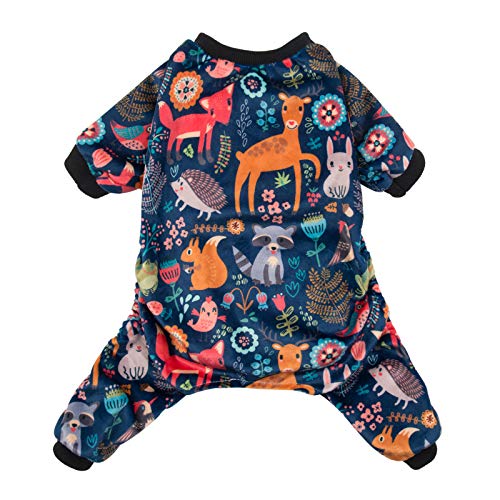 Small Dogs Outfit Soft Puppy Onesies Pjs Dog Pajamas Pet Coat Cat Apparel Comfy Doggie Jumpsuit Bodysuit for All Seasons (A06-Forest family / XX-Large)