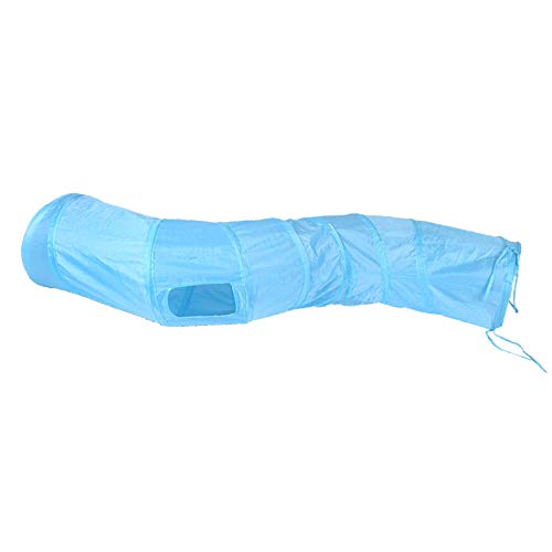 Cat Tunnel Toys for Indoor Cats Kittens Rabbits (47" (Shape S) / Blue)