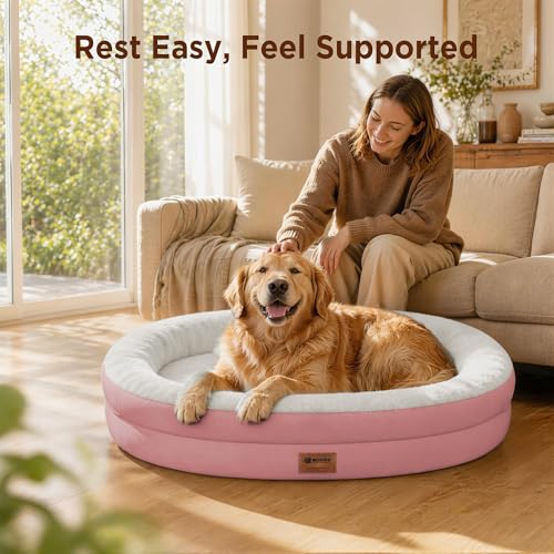 Waterproof Orthopedic Dog Bed for Large Dogs (Pink / 44"L x 32"W x 7.5"Th)