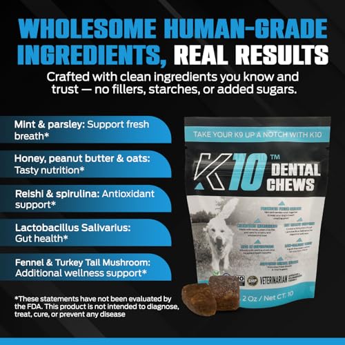 K10 Dental Chews for Dogs (Dental Chews 10 Count)