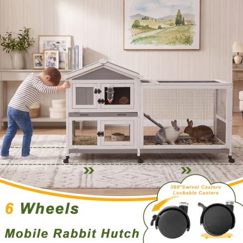 60.2" L Expandable Rabbit Hutch (60.2"L x 22.1"W x 35.0"H)