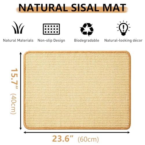 2PCS Rabbit Scratch Mat Natural Bunny Scratching Pad Claws and Teeth Care Rabbit Mats for Cages Chew Toys for Bunny Pet Cage Bedding for Biting Sleeping Nesting (24"x16")
