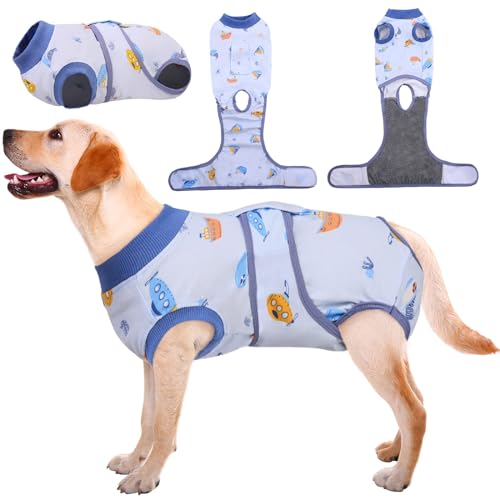 Recovery Suit for Dogs Cats (Large (Back:16.1-20.1'', Weight:23-48 Lb) / Ocean Dive)