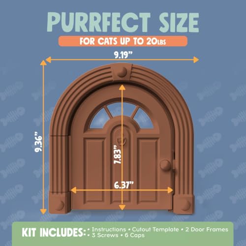 Meow Manor® Cat Door Interior Door (Peanut Brown)