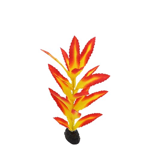 Silk Aquarium Plants for Betta Fish Tank (Yellow-red / 8 Inch)