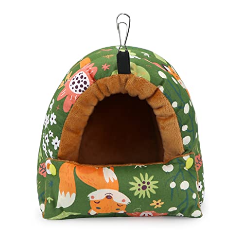 Bird Nest House Winter Warm Snuggle Hut Bird Bed Hanging Hammock for Parrots Budgies Parakeets Caique Senegal Cockatiels Conures (Medium / Green)