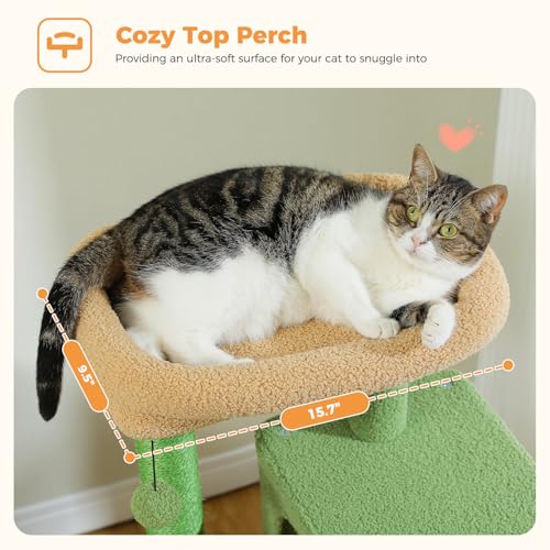 32" Small Cat Tree for Kittens & Small Cats (Green / 46 Inches)