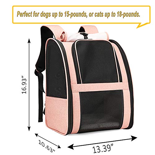 Innovative Traveler Bubble Backpack Pet Carriers for Cats and Dogs (Upgraded-Pink)