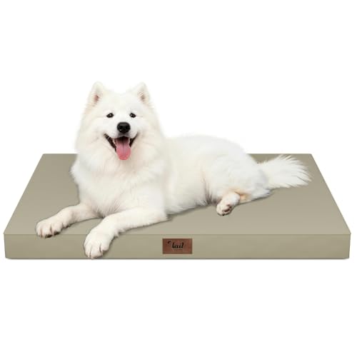 Large Waterproof Orthopedic Dog Bed with Egg Crate Foam (khaki / 41.0"L x 27.0"W x 3.5"Th)