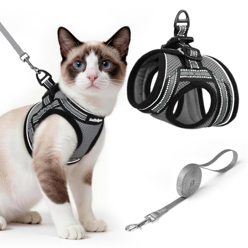 Cat Harness and Leash Set (L / Grey)
