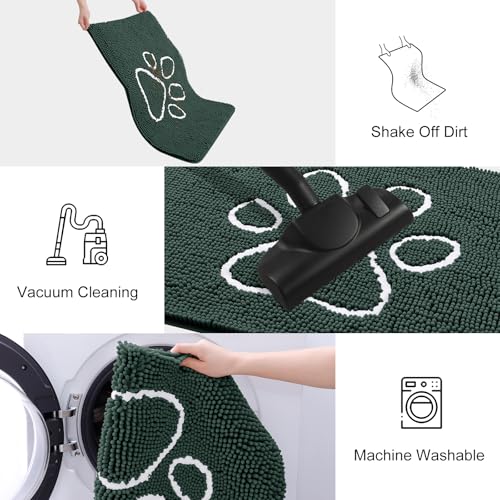 Dog Door Mat for Muddy Paws (24"X16" / Green and White)