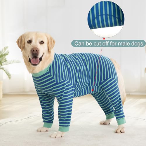 Dog Onesie Surgery Recovery Suit for Large Medium Bodysuit Dogs Pajamas PJS Full Body for Shedding (7X-Large (Pack of 1) / Blue Green)