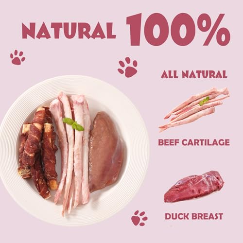 Dog Treats Duck Wrapped Beef Cartilage Dog Chews Long Lasting 10.6OZ