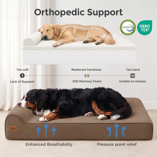 XXL 35D Memory Foam Dog Bed for Extra Large Dogs (XX-Large / Brown)