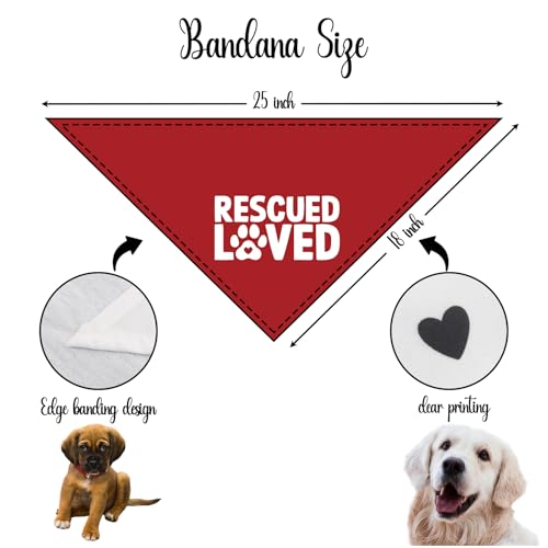 Rescued Loved Dog Bandana Adopt Me Bandanas for Dogs Adoption Gotcha Day Adopted Baby Dog Announcement Adopt Me Pets Scarf for Small Medium Dogs & Cats (V)