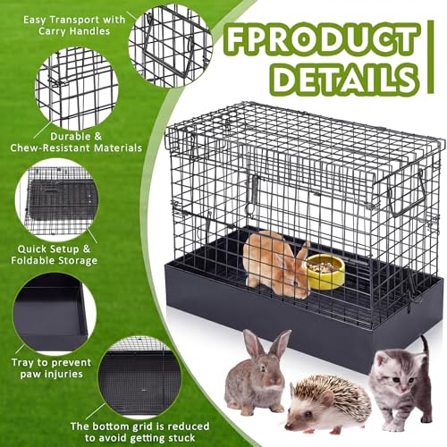 Folding One Hole Rabbit Transport Cage (Black / 18.9"L x 14.2"W x 4.7"H)
