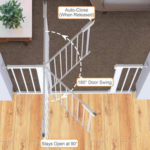 2 Pack 30 46" Baby Gate for Stairs (White / 30"-46"W x 30.5"H | 2 Pack)